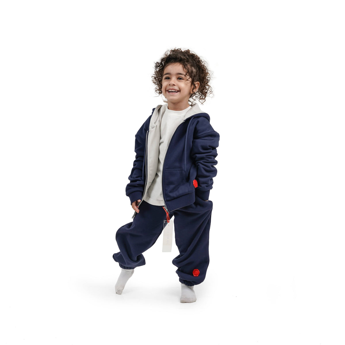 Kids navy zip-up hoodie and sweatpants set #color_skyscraper